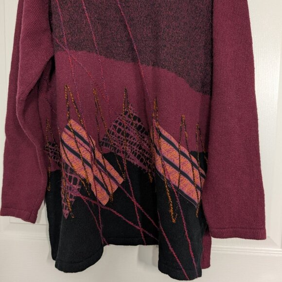 Koos Of Course Artsy Tunic Sweater Womens Size 1X Purple Wool Blend Pullover - Picture 3 of 9